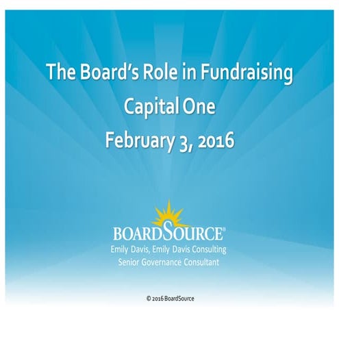 The Board's Role in Fundraising (Webinar)