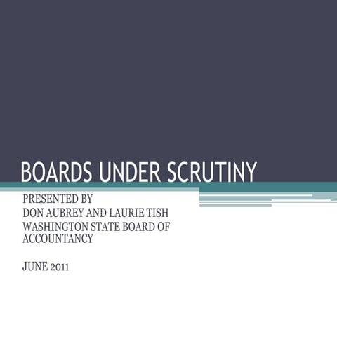Boards Under Scrutiny - Don Aubrey and Laurie Tish - Friday - Regionals 2011