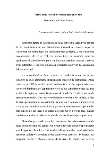 Boaventura virus todo lo que es solido 