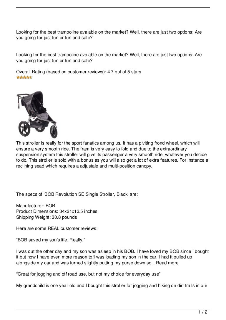 bob revolution se single stroller black