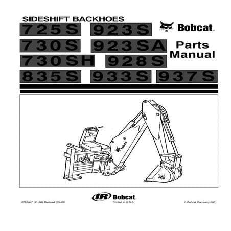 Bobcat 923 s sideshift backhoes service repair manual | PDF