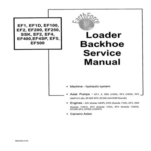 Bobcat ef2 earth force loader backhoe service repair manual | PDF