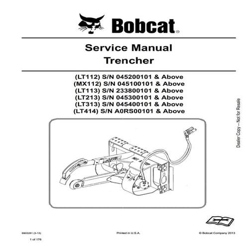 Bobcat LT313 Trencher Service Repair Manual SN 045400101 And Above.pdf