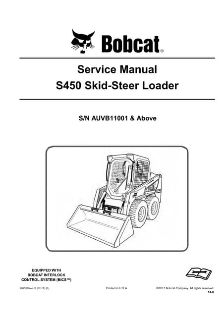 Bobcat S450 Skid Steer Loader Service Repair Manual (SN AUVB11001 and Above).pdf