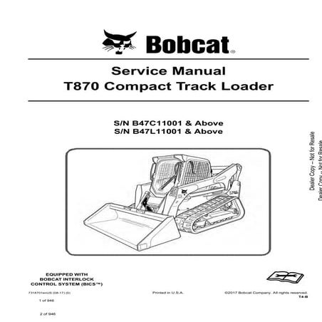 Left T870 Upright Decal for Track Loaders, 7303764 - 2M Equipment