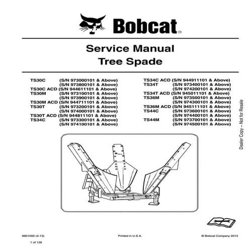 Bobcat TS44C Tree Spade Service Repair Manual SN 973600101 And Above.pdf