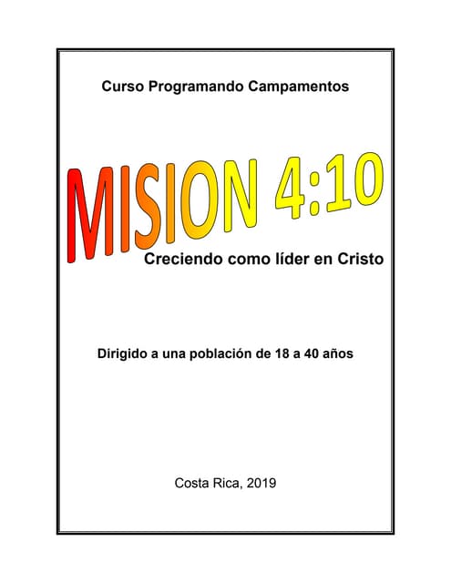 Programa de Campamento Cristiano para jovenes y adultos sobre liderzago