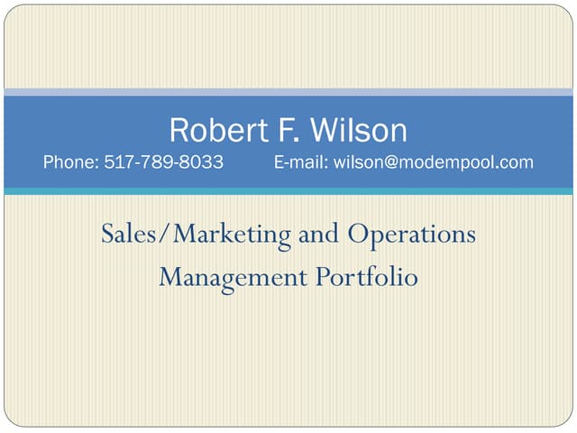 Bob Wilsons Portfolio