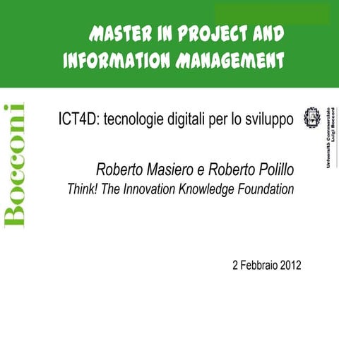 ICT4D: Tecnologie digitali per lo sviluppo