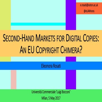 Second-hand markets for digital copies: an EU copyright chimera?