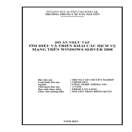 Tìm hiểu và triển khai các dịch vụ trên Windows Server 2008