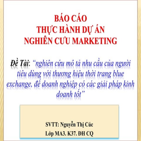 BÁO CÁO THỰC HÀNH DỰ ÁN NGHIÊN CƯU MARKETING