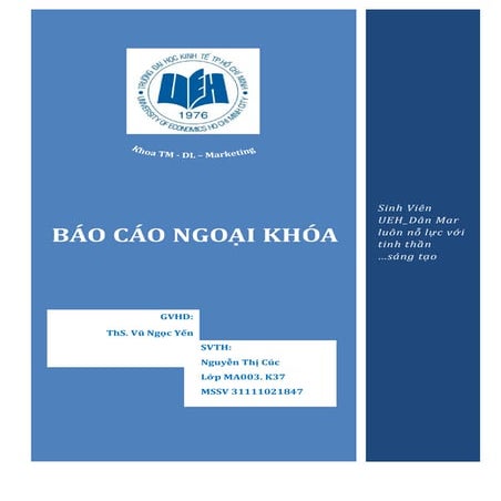 BÁO CÁO NGOẠI KHÓA CHUYÊN NGÀNH MARKETING