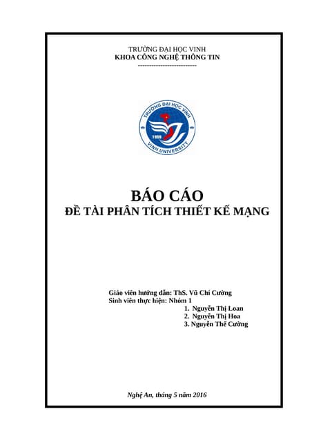 Báo cáo phân tích thiết kế mạng