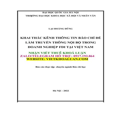 Báo Cáo Thực Tập Khai Thác Kênh Thông Tin Báo Chí Để Làm Truyền Thông Nội Bộ ...