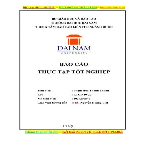 Báo cáo thực tập ngành dược tại nhà thuốc Thanh Bình.docx
