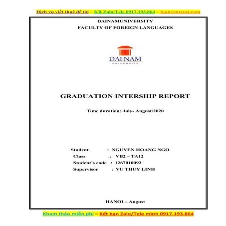 Báo cáo thực tập Ngành ngôn ngữ Anh trường Đại học Đại Nam, 9 điểm.docx