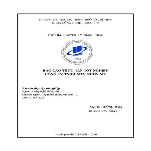 Báo cáo thực tập - Nhơn Mỹ - Nguyễn Kỳ Thanh Thảo - 2016