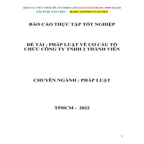 Báo Cáo Thực Tập Pháp Luật Về Cơ Cấu Tổ Chức Công Ty