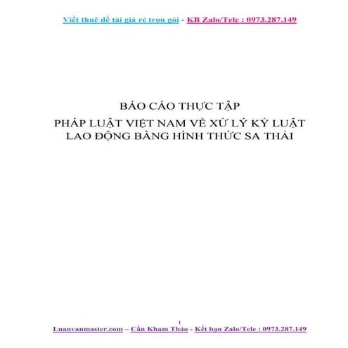 Báo Cáo Thực Tập Pháp Về Xử Lý Kỷ Luật Lao Động Sa Thải.docx