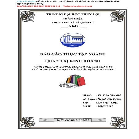 Báo cáo thực tập Quản trị kinh doanh Giới thiệu hoạt động kinh doanh của công...