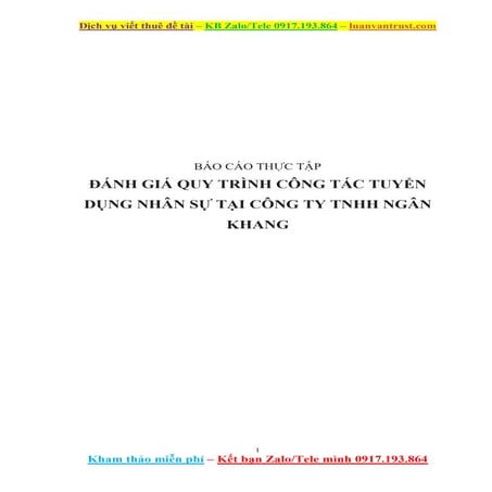 Báo Cáo Thực Tập  Quy Trình Công Tác Tuyển Dụng Nhân Sự Tại Công Ty Tnhh Ngân...