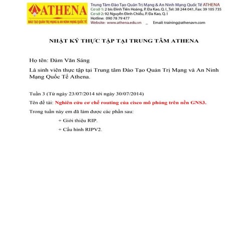 Báo cáo thực tập tuần 3 tại athena   cấu hình rip- đàm văn sáng