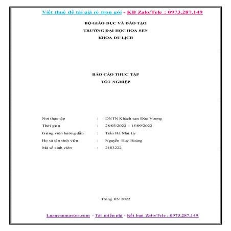 Báo Cáo Thực trạng và đề xuất để hạn chế vấn đề nhảy việc tại Khách sạn Đức V...