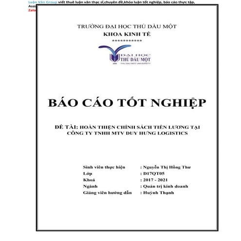 Báo cáo tốt nghiệp Hoàn thiện chính sách tiền lương tại Công Ty TNHH Một Thàn...