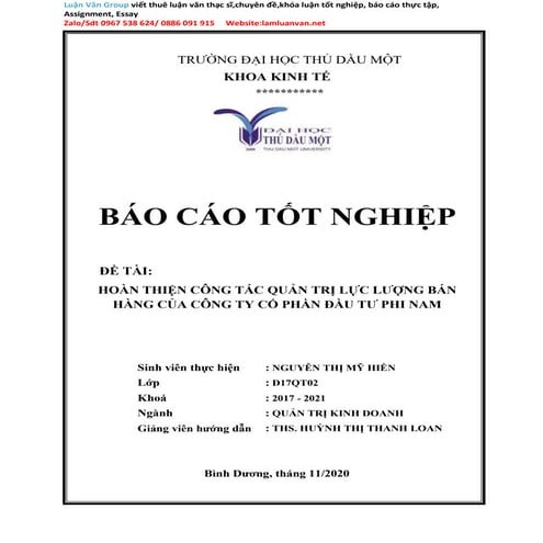Báo cáo tốt nghiệp Hoàn thiện công tác quản trị lực lượng bán hàng của Công t...