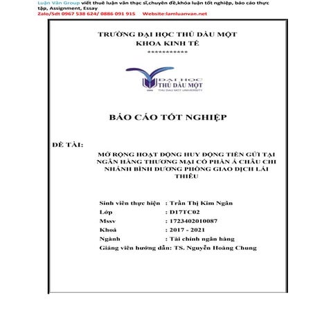 Báo cáo tốt nghiệp Mở rộng hoạt động huy động tiền gửi tại Ngân hàng TMCP Á C...