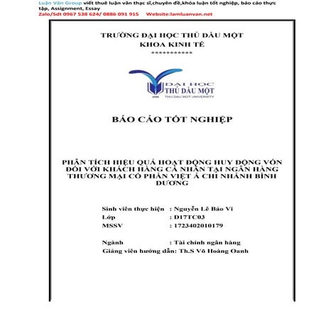 Báo cáo tốt nghiệp Phân tích hiệu quả hoạt động huy động vốn đối với khách hà...