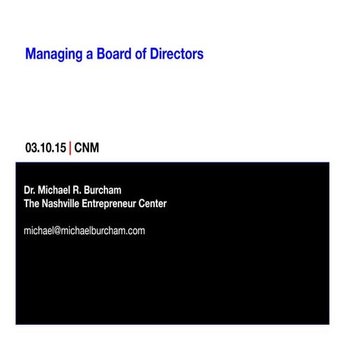 Managing a NonProfit Board of Directors