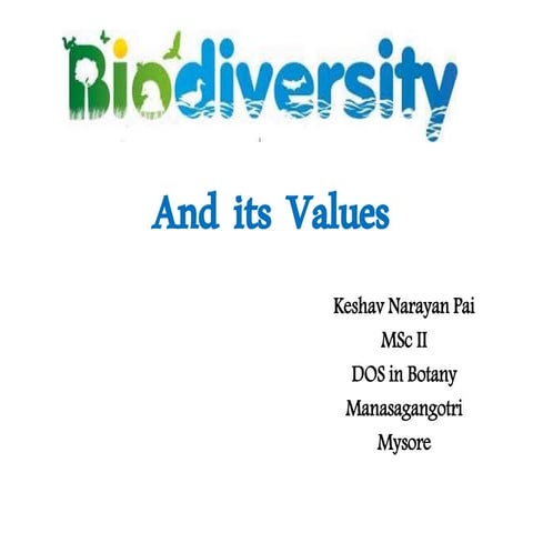 Bodiversity and its values   keshav