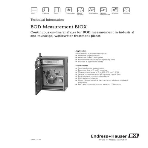 BOD measurement biox bod measurement datasheet endress+hauser