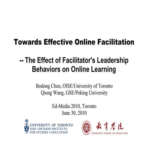 Facilitator's Leadership Behaviors and Online Learning