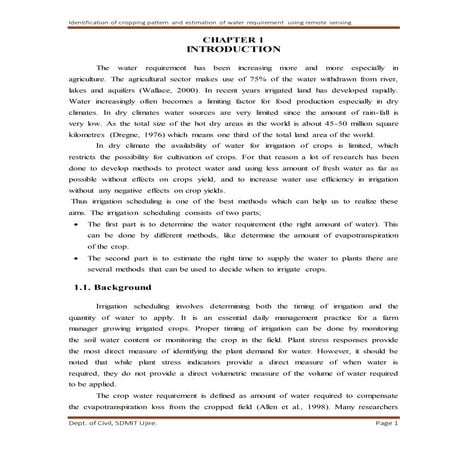 estimation of irrigation requirement using remote sensing