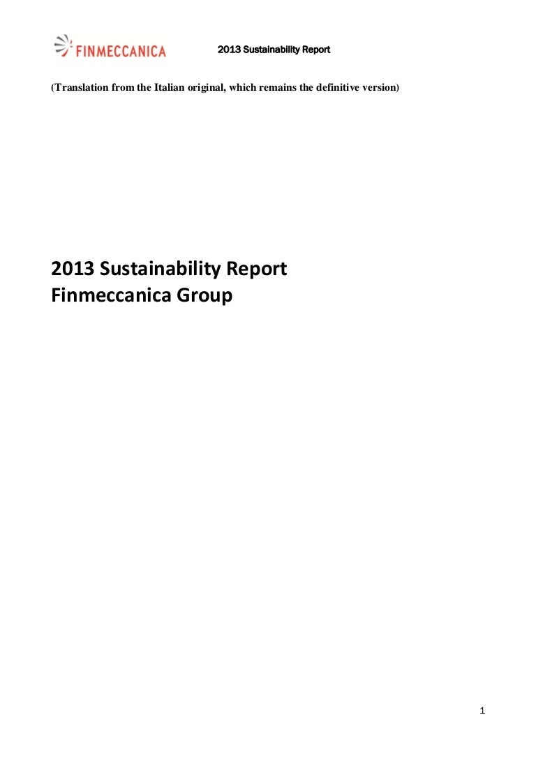2013 Sustainability Report Finmeccanica Group