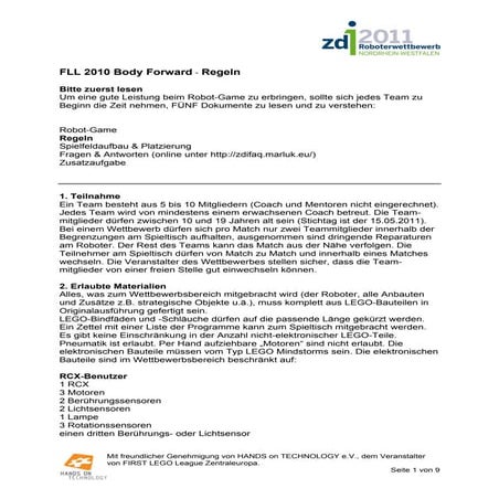 Body Forward: Regeln