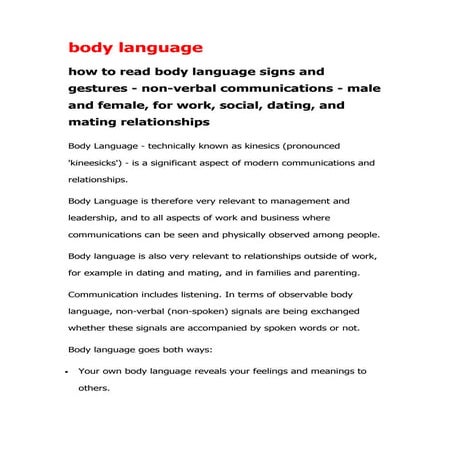 Body Language - Sandra McCarthy