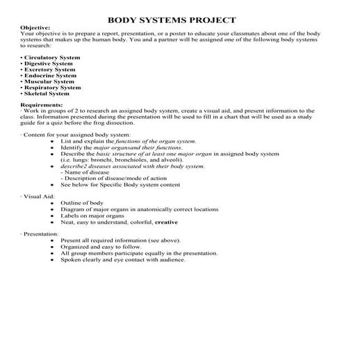 Body systems project final copy | DOCX