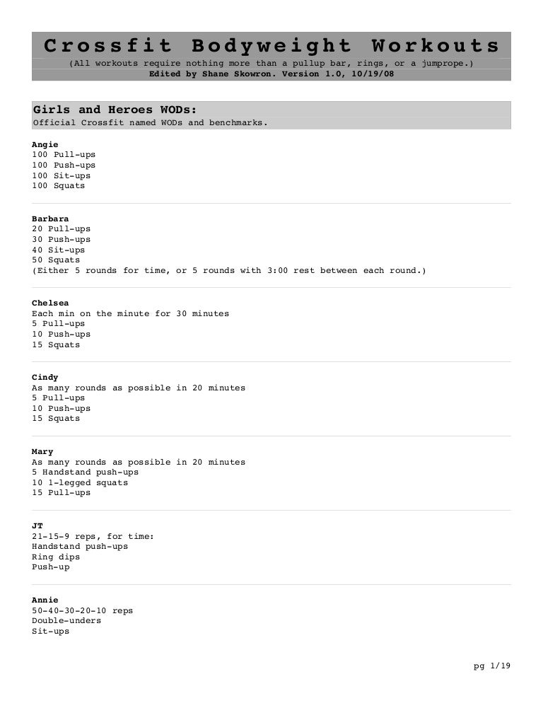 Bodyweight Crossfit Workouts Collection