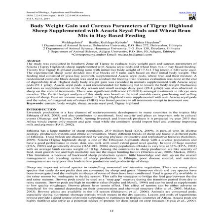 Body weight gain and carcass parameters of tigray highland sheep supplemented...