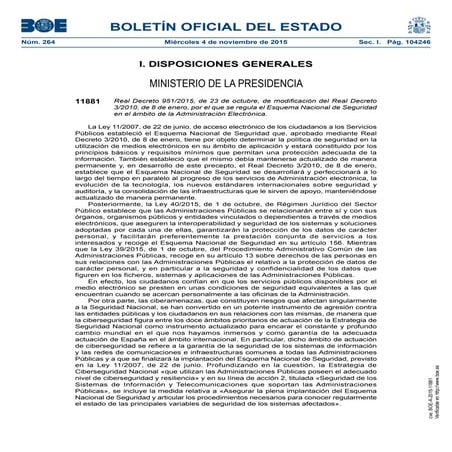 Real Decreto 951/2015, Esquema Nacional de Seguridad
