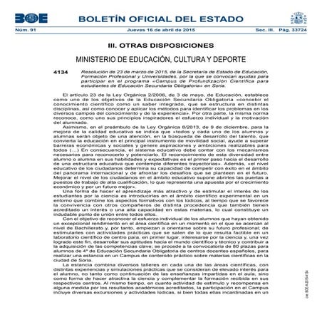 Ayudas para participar en el programa «Campus de Profundización Científica pa...