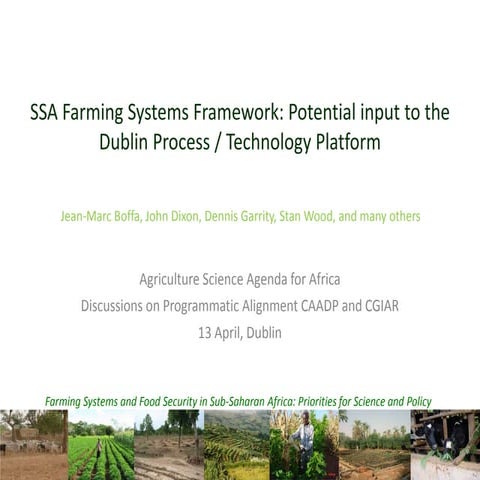 SSA Farming Systems Framework: Potential input to the Dublin Process / Techno...