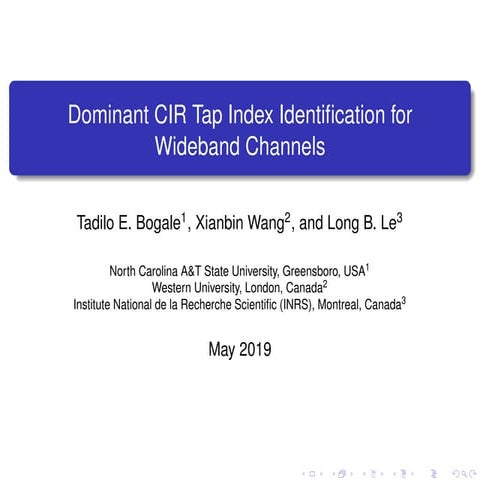 Dominant CIR Tap Index Identification for Wideband Channels