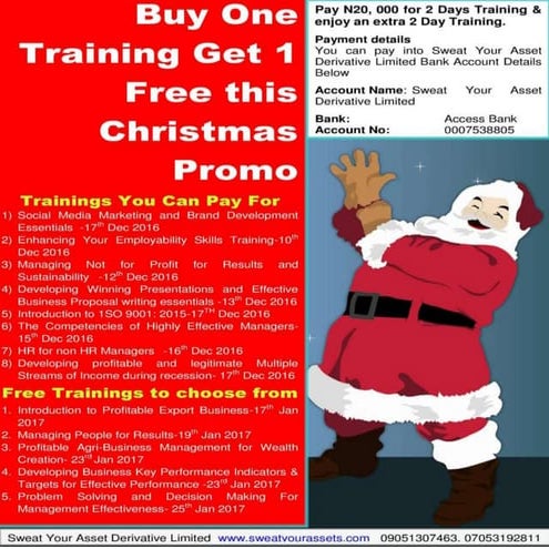 Buy One Training Get One Free this Christmas