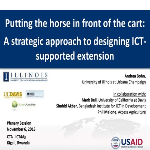 Putting the Horse in Front of the Cart - Implications for ICT4 Extension Desi...