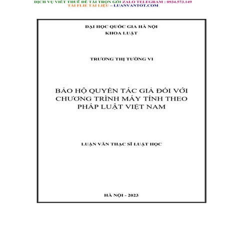 Bảo Hộ Quyền Tác Giả Đối Với Chương Trình Máy Tính Theo Pháp Luật Việt Nam.
